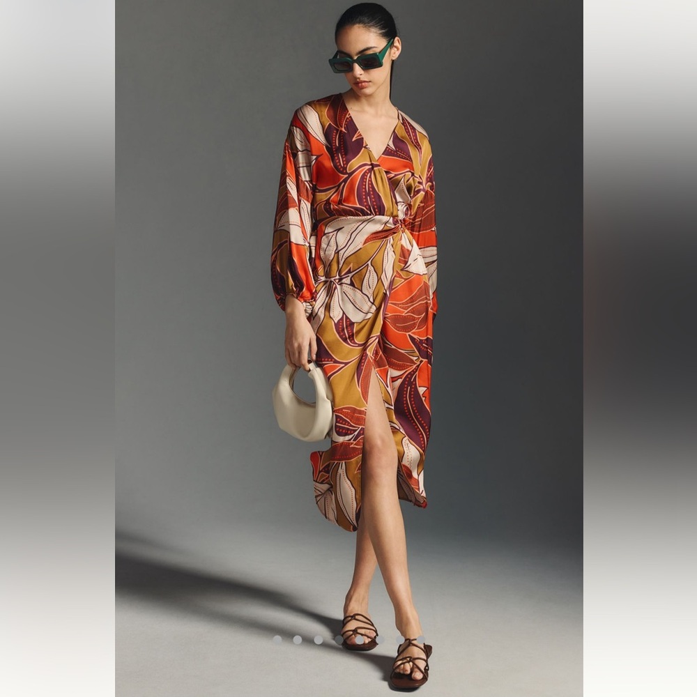 By Anthropologie Vibrant Floral Printed Wrap Dress Size Small